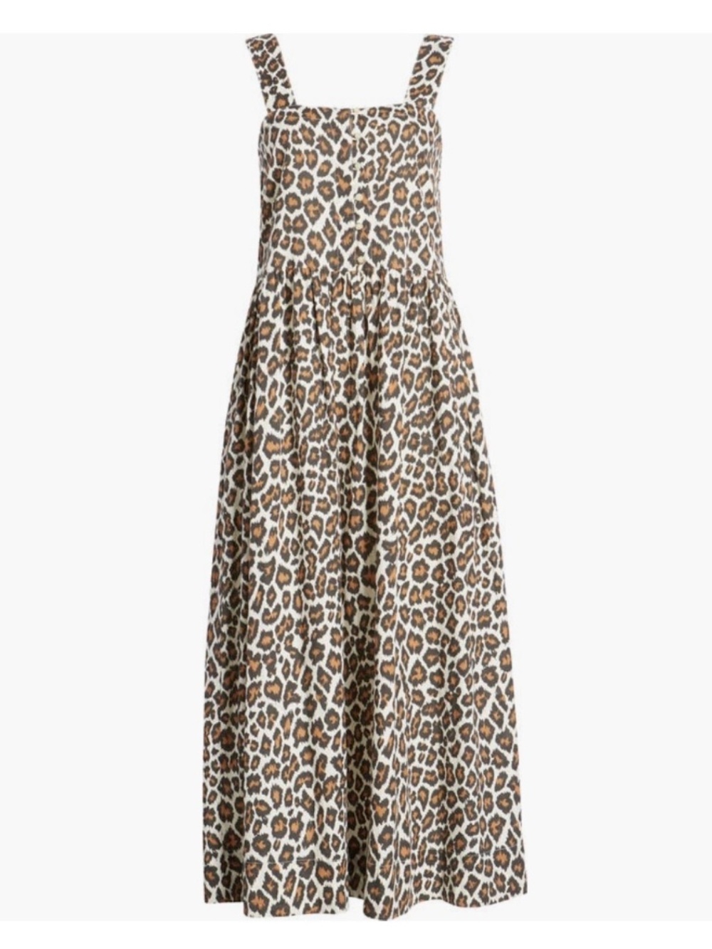 THE GREAT. The Sunbird Leopard Print Cotton Maxi Dress SZ M